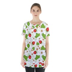 Strawberry Fruit Pattern Leaves Skirt Hem Sports Top by Sabxi