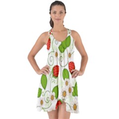 Strawberry Fruit Pattern Leaves Show Some Back Chiffon Dress by Sabxi