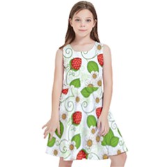 Strawberry Fruit Pattern Leaves Kids  Skater Dress by Sabxi