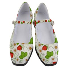 Strawberry Fruit Pattern Leaves Women s Mary Jane Shoes by Sabxi