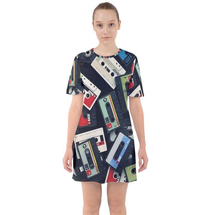 Abstract Case Sixties Short Sleeve Mini Dress