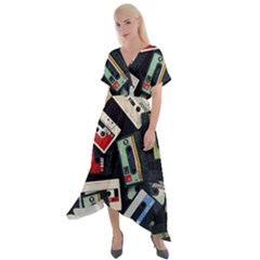 Abstract Case Cross Front Sharkbite Hem Maxi Dress by kyorashop23