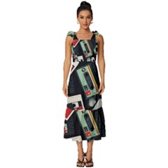 Abstract Case Tie-strap Tiered Midi Chiffon Dress by kyorashop23