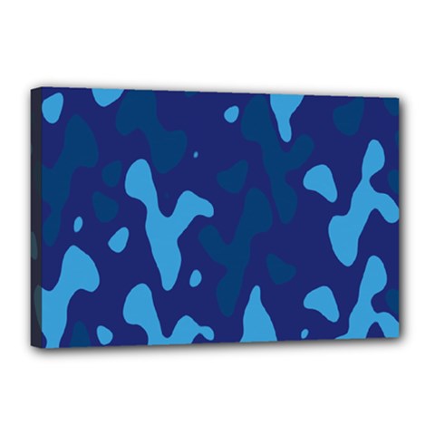 Blue Camouflage Pattern Canvas 18  X 12  (stretched) by kyorashop23