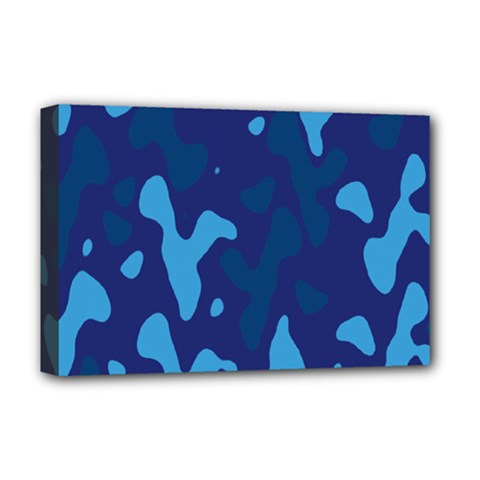 Blue Camouflage Pattern Deluxe Canvas 18  X 12  (stretched) by kyorashop23