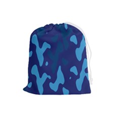 Blue Camouflage Pattern Drawstring Pouch (large) by kyorashop23