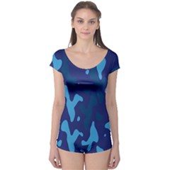 Blue Camouflage Pattern Boyleg Leotard  by kyorashop23