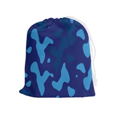 Blue Camouflage Pattern Drawstring Pouch (xl) by kyorashop23