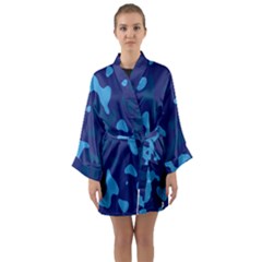 Blue Camouflage Pattern Long Sleeve Satin Kimono by kyorashop23