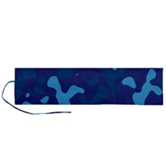 Blue Camouflage Pattern Roll Up Canvas Pencil Holder (l) by kyorashop23