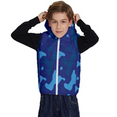 Blue Camouflage Pattern Kids  Stylish Hooded Puffer Vest by kyorashop23