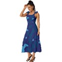 Blue Camouflage Pattern Tie-Strap Tiered Midi Chiffon Dress View2