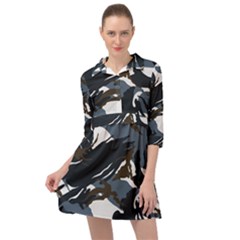 Blue Winter Camouflage, Military Camouflage Mini Skater Shirt Dress by kyorashop23