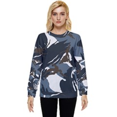 Blue Winter Camouflage, Military Camouflage Hidden Pocket Sweatshirt by kyorashop23