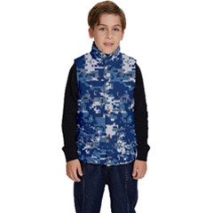 Blue, Camouflage, Cool, Navy, New, Pattern Kid s Button Up Puffer Vest by kyorashop23