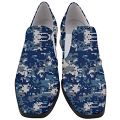 Blue, Camouflage, Cool, Navy, New, Pattern Women Slip On Heel Loafers by kyorashop23