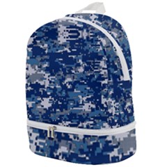 Blue, Camouflage, Cool, Navy, New, Pattern Zip Bottom Backpack by kyorashop23