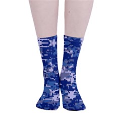 Blue, Camouflage, Cool, Navy, New, Pattern Smooth Crew Length Tube Socks by kyorashop23