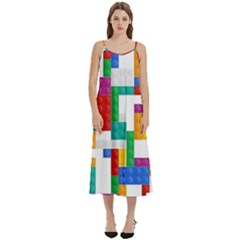 Colorful Bricks, Bricks, Colorful Casual Spaghetti Strap Midi Dress by kyorashop23