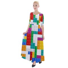 Colorful Bricks, Bricks, Colorful Half Sleeves Maxi Dress by kyorashop23