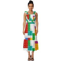 Colorful Bricks, Bricks, Colorful Tie-strap Tiered Midi Chiffon Dress by kyorashop23