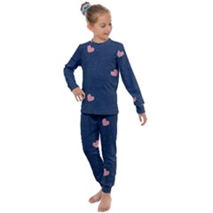 Corazones, Blue, Pattern Kids  Long Sleeve Set  by kyorashop23