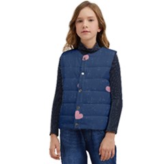 Corazones, Blue, Pattern Kid s Button Up Puffer Vest	 by kyorashop23