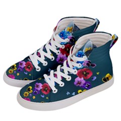 Falling Flowers, Art, Coffee Cup Men s Hi-top Skate Sneakers by kyorashop23