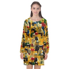 Lego People, Games Long Sleeve Chiffon Shift Dress  by kyorashop23