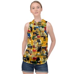 Lego People, Games High Neck Satin Top by kyorashop23