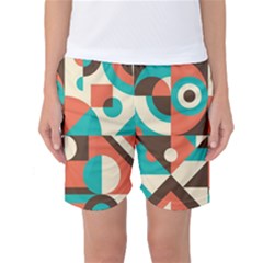 Retro Colorful Background, Retro Abstraction Women s Basketball Shorts by kyorashop23