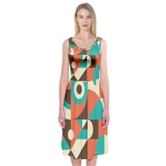 Retro Colorful Background, Retro Abstraction Midi Sleeveless Dress by kyorashop23