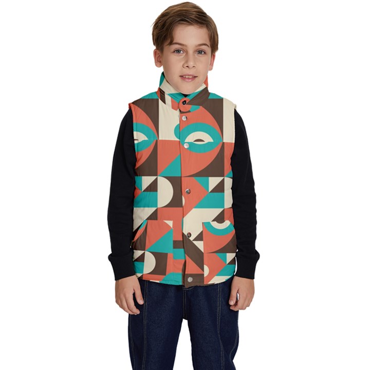 Retro Colorful Background, Retro Abstraction Kid s Button Up Puffer Vest