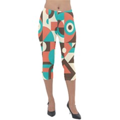 Retro Colorful Background, Retro Abstraction Lightweight Velour Capri Leggings  by kyorashop23