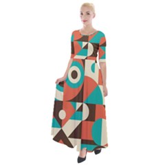 Retro Colorful Background, Retro Abstraction Half Sleeves Maxi Dress by kyorashop23