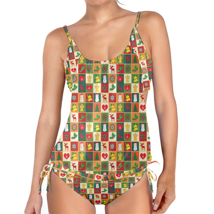 Template Christmas Pattern Tankini Set