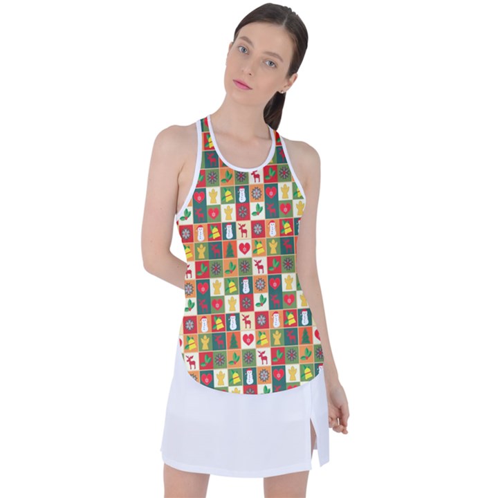 Template Christmas Pattern Racer Back Mesh Tank Top