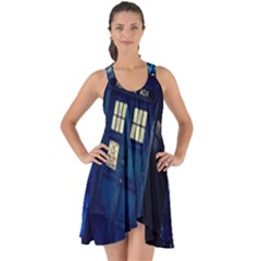 Tardis Doctor Who Space Galaxy Show Some Back Chiffon Dress by Cemarart