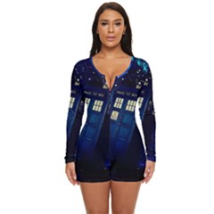 Tardis Doctor Who Space Galaxy Long Sleeve Boyleg Swimsuit by Cemarart