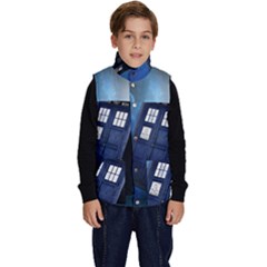 Tardis Doctor Who Space Blue Kid s Button Up Puffer Vest by Cemarart