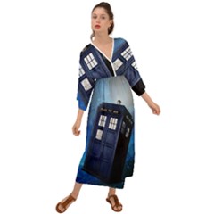 Tardis Doctor Who Space Blue Grecian Style  Maxi Dress by Cemarart