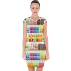 Supermarket Shelf Products Snacks Capsleeve Drawstring Dress  by Cemarart