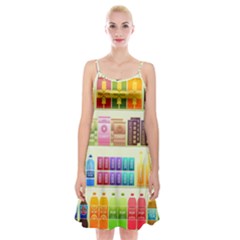 Supermarket Shelf Products Snacks Spaghetti Strap Velvet Dress by Cemarart