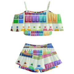 Supermarket Shelf Products Snacks Kids  Off Shoulder Skirt Bikini by Cemarart