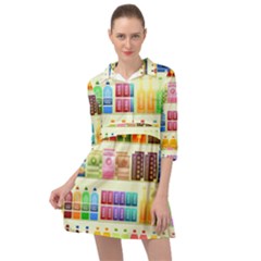 Supermarket Shelf Products Snacks Mini Skater Shirt Dress by Cemarart