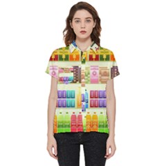 Supermarket Shelf Products Snacks Short Sleeve Pocket Shirt by Cemarart