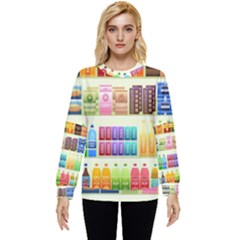 Supermarket Shelf Products Snacks Hidden Pocket Sweatshirt by Cemarart