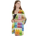 Supermarket Shelf Products Snacks Open Front 3/4 Sleeve Batwing Chiffon Cardigan Kimono View2