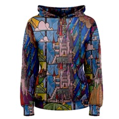 Castle Building Stained Glass Women s Pullover Hoodie by Cemarart