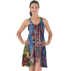 Castle Building Stained Glass Show Some Back Chiffon Dress by Cemarart